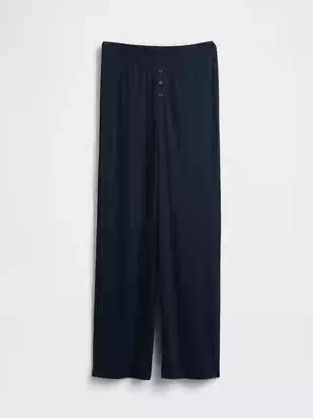 Pantalon de pyjama à jambes larges et à fines côtes