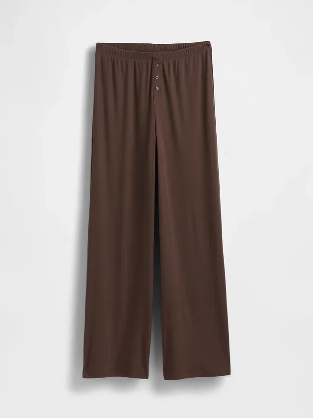 Pantalon de pyjama à jambes larges et à fines côtes