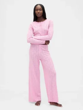 Pantalon de pyjama léger CashSoft à motif « cœurs » en pointelle