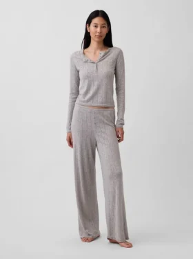 Pantalon de pyjama léger CashSoft à motif « cœurs » en pointelle