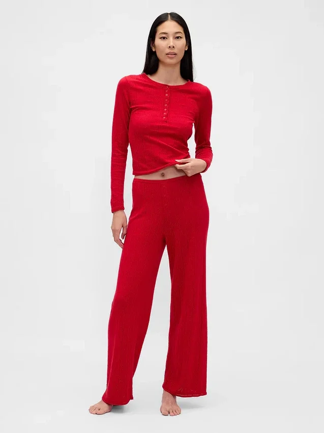 Pantalon de pyjama léger CashSoft à motif « cœurs » en pointelle