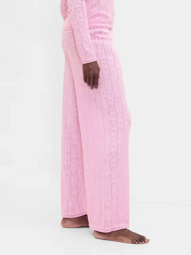 Pantalon de pyjama léger CashSoft à motif « cœurs » en pointelle