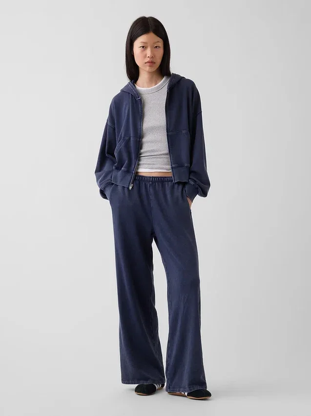 Pantalon de survêtement ample en tissu éponge Vintagesoft à taille mi-haute