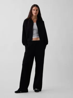 Pantalon de survêtement ample en tissu éponge Vintagesoft à taille mi-haute