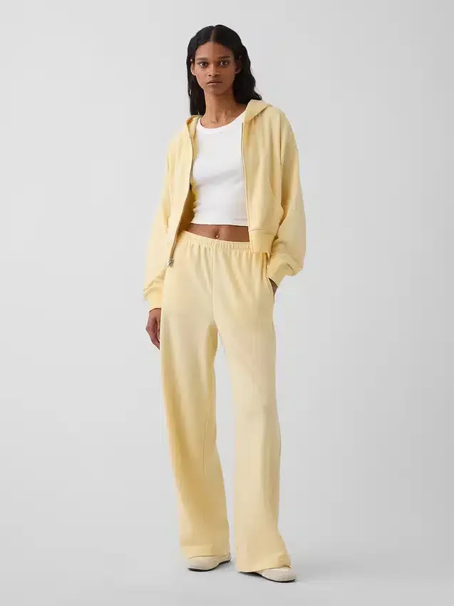 Pantalon de survêtement ample en tissu éponge Vintagesoft à taille mi-haute
