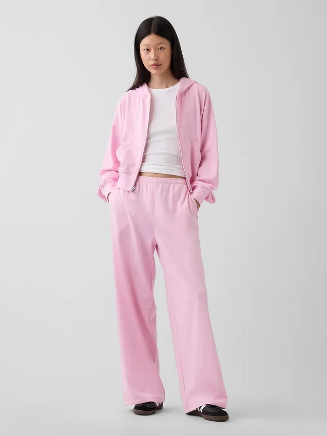 Pantalon de survêtement ample en tissu éponge Vintagesoft à taille mi-haute
