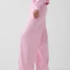 Pantalon de survêtement ample en tissu éponge Vintagesoft à taille mi-haute