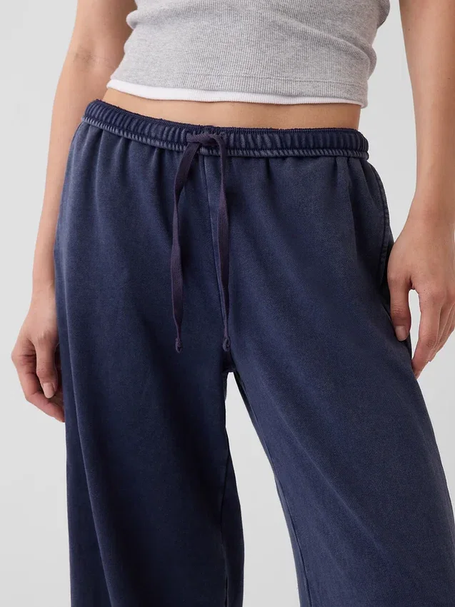 Pantalon de survêtement ample en tissu éponge Vintagesoft à taille mi-haute