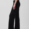 Pantalon de type « bootcut » en maille épaisse, taille basse, en mélange de coton