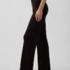 Pantalon de type « bootcut » en maille épaisse, taille basse, en mélange de coton