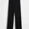 Pantalon de type « bootcut » en maille épaisse, taille basse, en mélange de coton