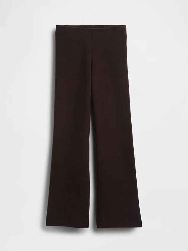 Pantalon de type « bootcut » en maille épaisse, taille basse, en mélange de coton