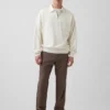 Pantalon droit ample en lin et coton