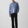 Pantalon droit ample en lin et coton