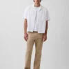 Pantalon droit ample en lin et coton
