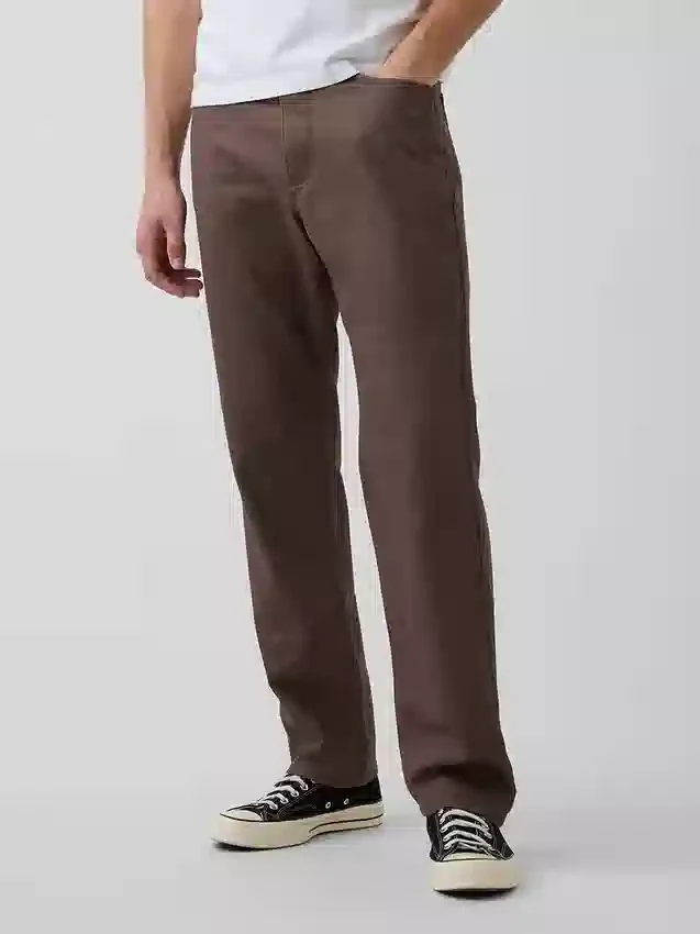 Pantalon droit ample en lin et coton