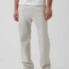 Pantalon droit ample en lin et coton