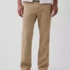 Pantalon droit ample en lin et coton