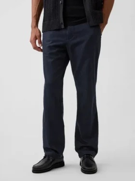 Pantalon droit ample en lin et coton