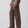 Pantalon droit ample en lin et coton