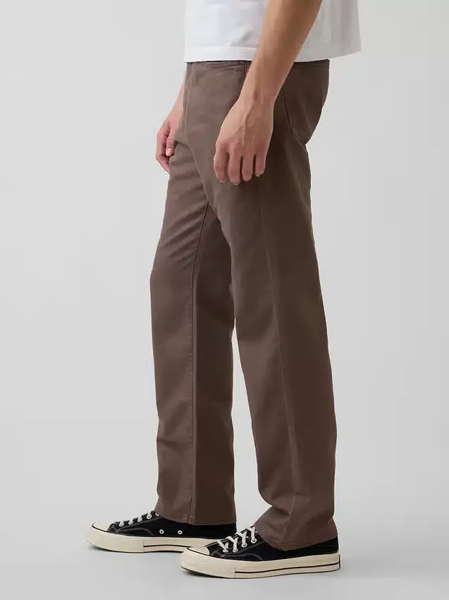 Pantalon droit ample en lin et coton