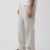 Pantalon droit ample en lin et coton