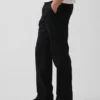 Pantalon droit ample en lin et coton