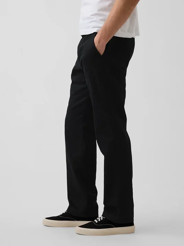 Pantalon droit ample en lin et coton