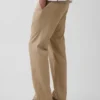 Pantalon droit ample en lin et coton