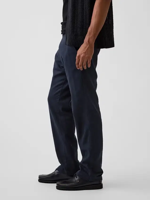 Pantalon droit ample en lin et coton