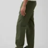 Pantalon droit ample en lin et coton
