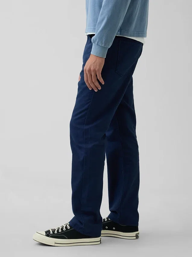 Pantalon droit ample en lin et coton