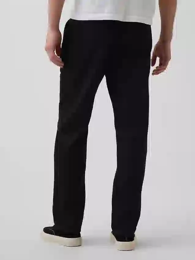Pantalon droit ample en lin et coton