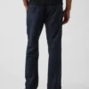 Pantalon droit ample en lin et coton