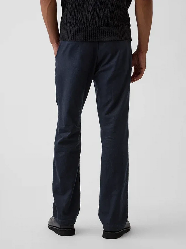Pantalon droit ample en lin et coton
