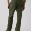 Pantalon droit ample en lin et coton