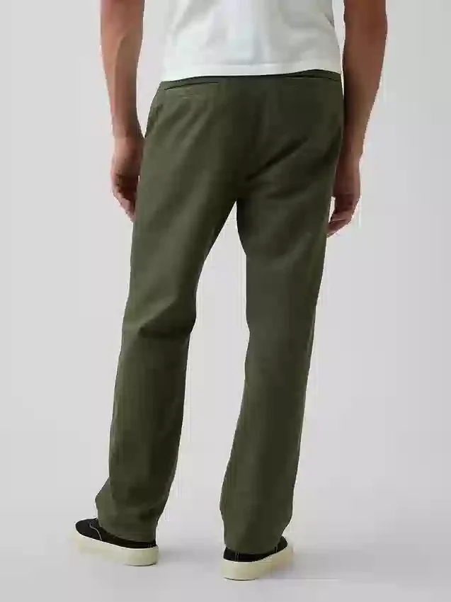 Pantalon droit ample en lin et coton