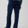 Pantalon droit ample en lin et coton