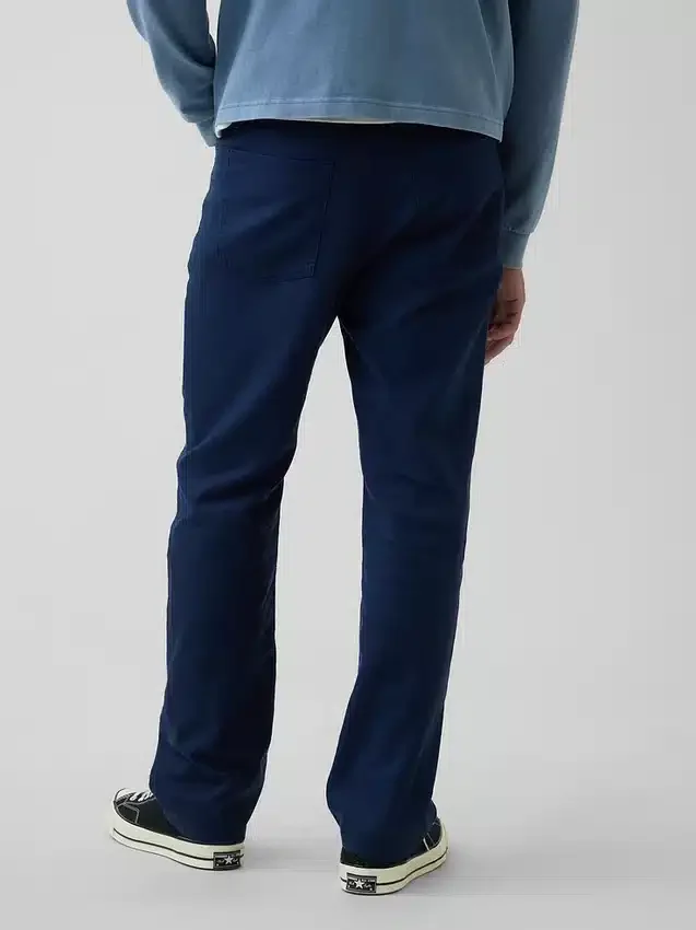 Pantalon droit ample en lin et coton