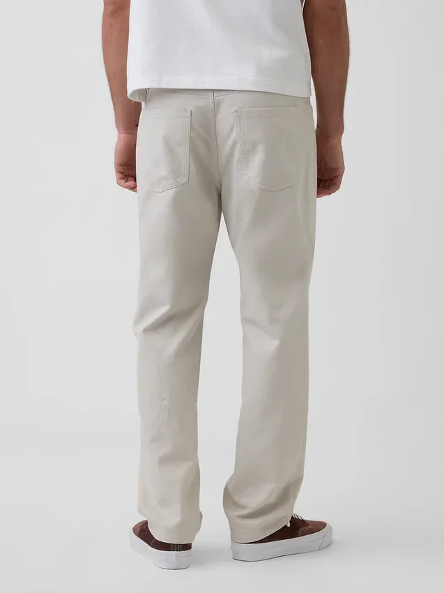Pantalon droit ample en lin et coton