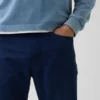Pantalon droit ample en lin et coton