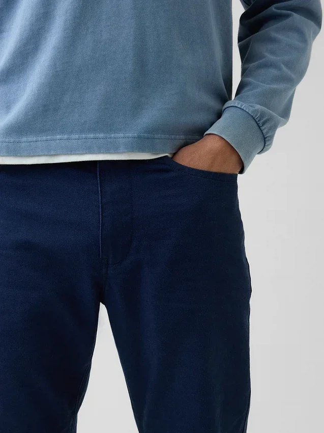 Pantalon droit ample en lin et coton