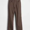 Pantalon droit ample en lin et coton