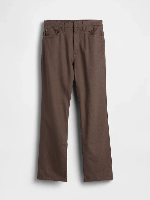 Pantalon droit ample en lin et coton