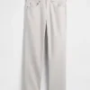 Pantalon droit ample en lin et coton