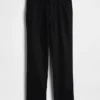 Pantalon droit ample en lin et coton