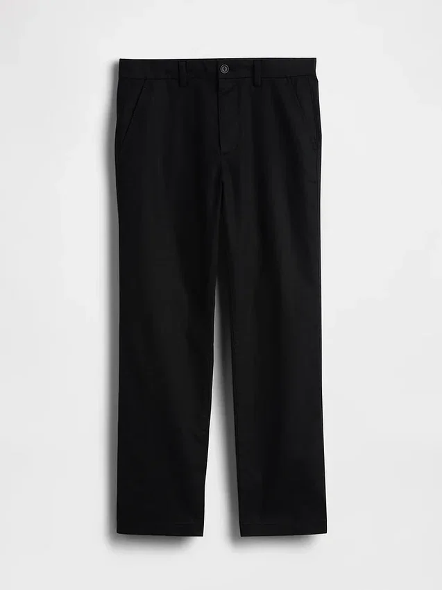 Pantalon droit ample en lin et coton