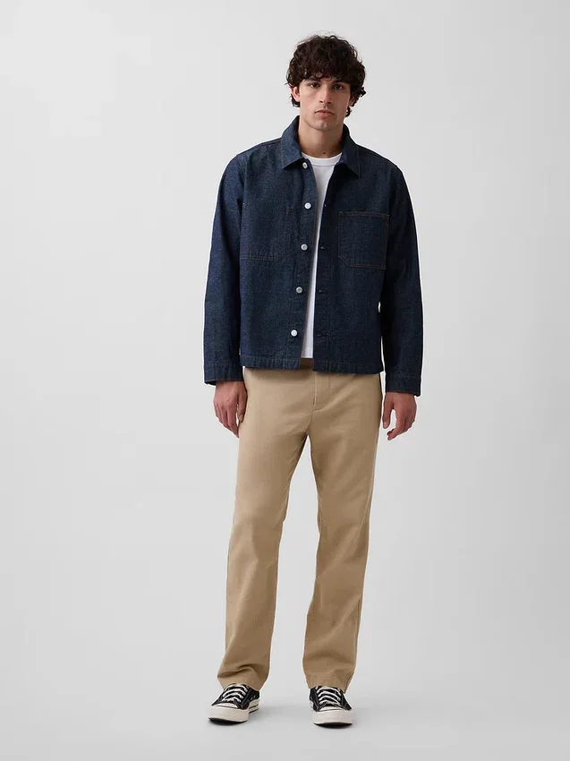 Pantalon droit ample en lin et coton