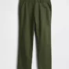Pantalon droit ample en lin et coton