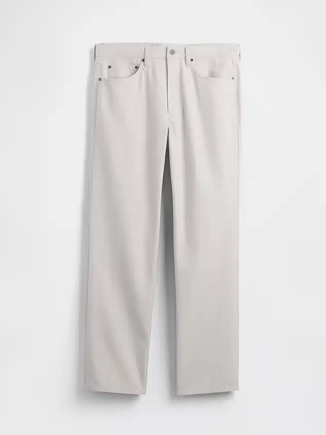 Pantalon droit ample en lin et coton